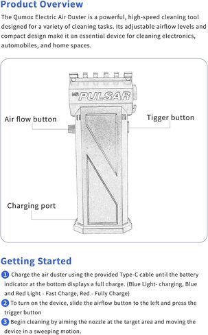 منفضة هواء كهربائية قوية من كوموكس مع شعلة - سرعة عالية 140000 دورة في الدقيقة، مستويات تدفق هواء قابلة للتعديل، تحل محل منفاخ الهواء المضغوط الذي يمكن إعادة شحنه لتنظيف لوحات مفاتيح الكمبيوتر والسيارات الخارجية والمنزل in Kuwait