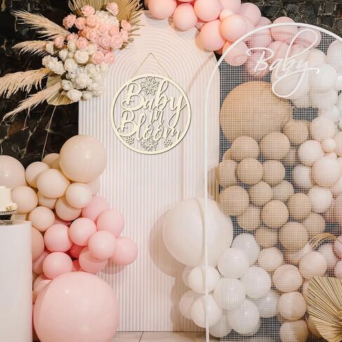 لافتة خشبية Baby in Bloom لتزيين حفلات استحمام الطفل Baby in Bloom باب معلق لافتة حروف مقطوعة على شكل زهور لحفلات استقبال المولود الجديد صبي أو فتاة تكشف عن نوع لوازم الحفلات in Saudi Arabia