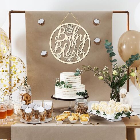 لافتة خشبية Baby in Bloom لتزيين حفلات استحمام الطفل Baby in Bloom باب معلق لافتة حروف مقطوعة على شكل زهور لحفلات استقبال المولود الجديد صبي أو فتاة تكشف عن نوع لوازم الحفلات in Saudi Arabia