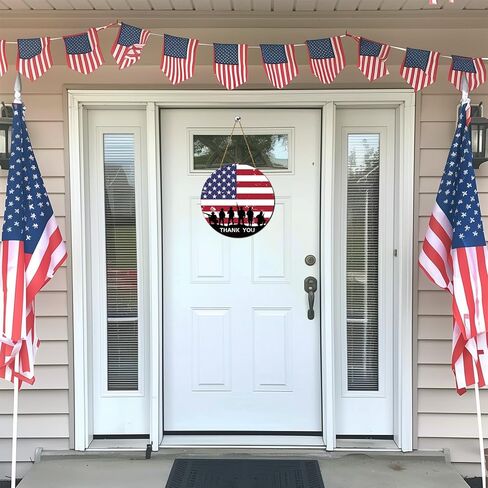 Memorial Day Decorations Patriotic American Soldier Thank You Hanging Sign 4th of July Independence Day Door Hanger Decor Wooden Door Wall Decor for Porch Indoor Outdoor Decor in Saudi Arabia