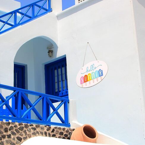 لافتة باب صيفية ثلاثية الأبعاد، ديكور باب صيفي ريفي، ديكور خشبي مستدير للشرفة، ديكور صيفي للشاطئ، علامة معلقة لتزيين المنزل والحديقة والمزرعة in Kuwait