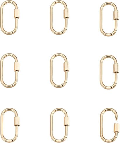 Pandahall 5 pcs Brass Oval Screw Locking Carabiner Mini Metal Golden Carabiner Lock Clasps Connector Fastener for Necklaces Jewelry Making Handbag Decor Supplies in Saudi Arabia