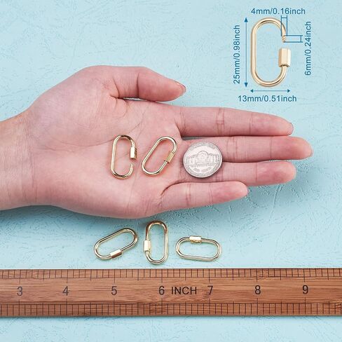 Pandahall 5 pcs Brass Oval Screw Locking Carabiner Mini Metal Golden Carabiner Lock Clasps Connector Fastener for Necklaces Jewelry Making Handbag Decor Supplies in Saudi Arabia