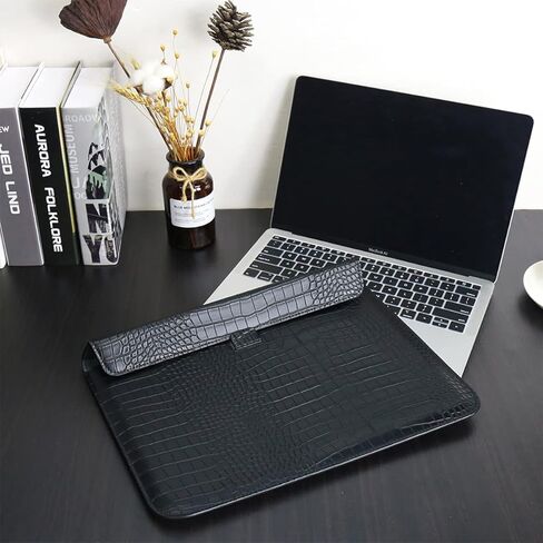 PU Leather Flap Style Case Bag Laptop Sleeve for MacBook Air 13.6 inch 2024 2023 2022 M3 A3113 M2 A2681 Air 13 2018-2021 M1 A2337 A2179 A1932 Notebook Bag for MacBook Pro 13 2016-2020, Black in Kuwait