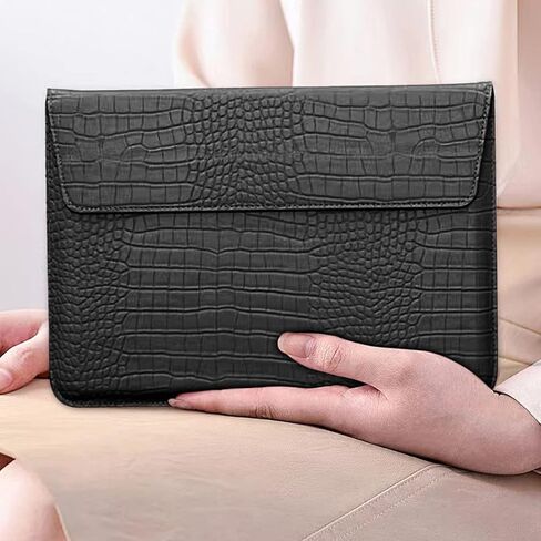 PU Leather Flap Style Case Bag Laptop Sleeve for MacBook Air 13.6 inch 2024 2023 2022 M3 A3113 M2 A2681 Air 13 2018-2021 M1 A2337 A2179 A1932 Notebook Bag for MacBook Pro 13 2016-2020, Black in Kuwait