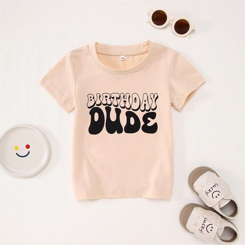 KEKEMI Birthday Boy Shirt Toddler Baby Boys Birthday Party T-Shirt Birthday Dude Letter Print Tee Tops Birthday Shirt Gift in Kuwait