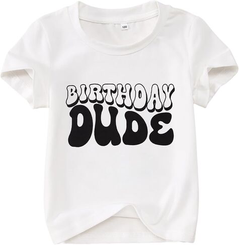 KEKEMI Birthday Boy Shirt Toddler Baby Boys Birthday Party T-Shirt Birthday Dude Letter Print Tee Tops Birthday Shirt Gift in Kuwait