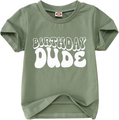 KEKEMI Toddler Boy Birthday Dude Graphic Shirt Baby Boys Funny Letter Print T-Shirt 1st 2nd 3rd 4th 5th B-Day Party Tee Tops in Saudi Arabia