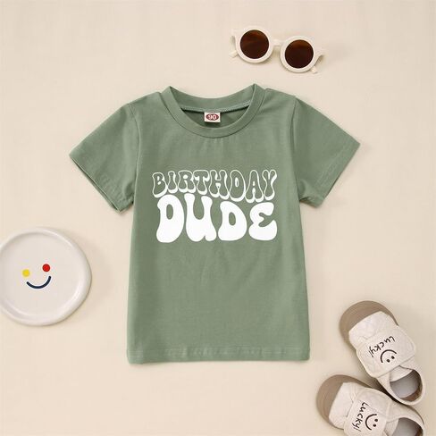 KEKEMI Toddler Boy Birthday Dude Graphic Shirt Baby Boys Funny Letter Print T-Shirt 1st 2nd 3rd 4th 5th B-Day Party Tee Tops in Saudi Arabia