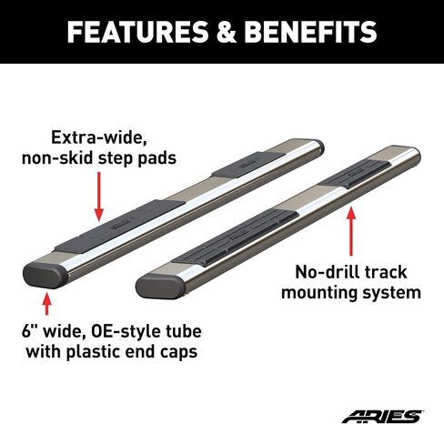 ARIES S2891 91-Inch Oval Polished Stainless Steel Nerf Bars, Brackets Sold Separately in Saudi Arabia