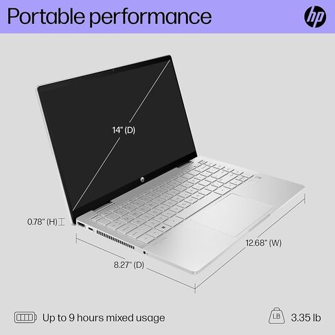 كمبيوتر محمول HP Pavilion x360 مقاس 14 بوصة، شاشة لمس FHD، الجيل الثالث عشر Intel Core i3-1315U، ذاكرة الوصول العشوائي 8 جيجابايت، 256 جيجابايت SSD، Intel UHD Graphics، Windows 11 Home، 14-ek1099nr (2024) in Kuwait