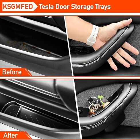قطعتان من صواني تخزين مقبض الباب الأمامي لطراز Tesla X 2024 2023 2022، واقي غطاء مقبض الباب متوافق مع ملحقات Tesla Model X، صندوق المنظمات الداخلية in Kuwait
