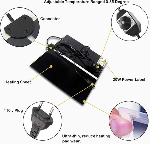 linifar 2 حزمة منصات التدفئة الزواحف، تعديل درجة الحرارة تحت خزان بساط سخان تررم للسلحفاة السلحفاة الملتحية التنين الأفعى السحلية الناسك السلطعون (20 واط) in Kuwait