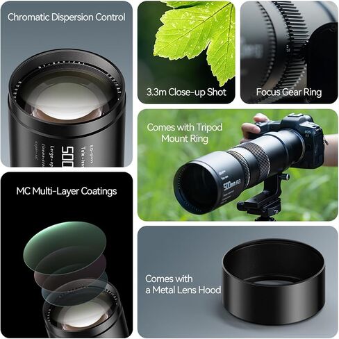 TTArtisan 500 مم F6.3 عدسة بؤرية يدوية بإطار كامل بزاوية عريضة تليفوتوغرافي لكاميرات Nikon F-Mount D6، D5، Df، D850، D810A، D810، D780، D750، D610، إلخ in Kuwait