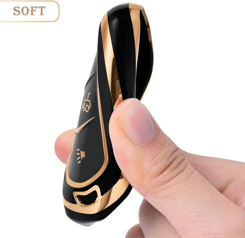 ELOHEI Key Fob Cover for Cadillac، حافظة مفتاح Fob لعام 2015-2019 Cadillac Escalade CTS SRX XT5 ATS STS CT6 5 أزرار قسط لينة TPU 361 درجة حماية كاملة (أسود) in Kuwait