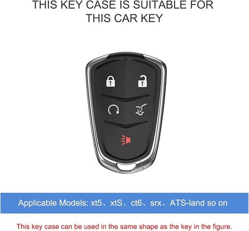 ELOHEI Key Fob Cover for Cadillac، حافظة مفتاح Fob لعام 2015-2019 Cadillac Escalade CTS SRX XT5 ATS STS CT6 5 أزرار قسط لينة TPU 361 درجة حماية كاملة (أسود) in Kuwait
