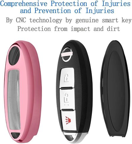 Autophone Compatible with Nissan Key Fob Cover with Leather Keychain Soft TPU Protection Key Case for Altima Maxima Rogue Armada Pathfinder Smart Key 3 4 5-Button (Black) in Saudi Arabia