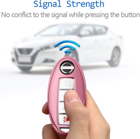 Autophone Compatible with Nissan Key Fob Cover with Leather Keychain Soft TPU Protection Key Case for Altima Maxima Rogue Armada Pathfinder Smart Key 3 4 5-Button (Black) in Saudi Arabia