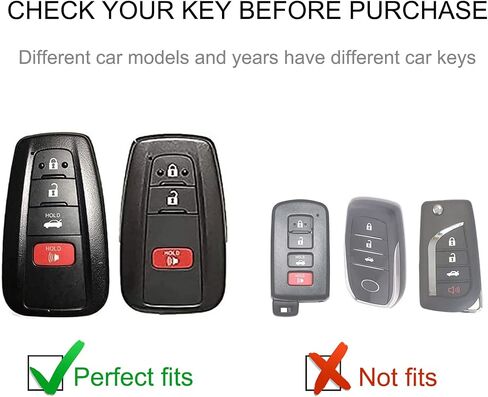 for Toyota Key Fob Cover with Leather Lanyard, Car Key Fob Case Compatible with Toyota 2018-2022 Camry RAV4 Highlander Avalon C-HR Prius Corolla GT86 Smart Key Protector Holder in Saudi Arabia
