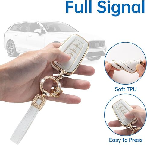 for Toyota Key Fob Cover with Leather Lanyard, Car Key Fob Case Compatible with Toyota 2018-2022 Camry RAV4 Highlander Avalon C-HR Prius Corolla GT86 Smart Key Protector Holder in Saudi Arabia