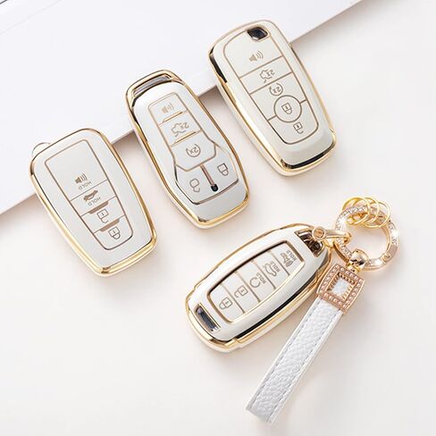 for Toyota Key Fob Cover with Leather Lanyard, Car Key Fob Case Compatible with Toyota 2018-2022 Camry RAV4 Highlander Avalon C-HR Prius Corolla GT86 Smart Key Protector Holder in Saudi Arabia