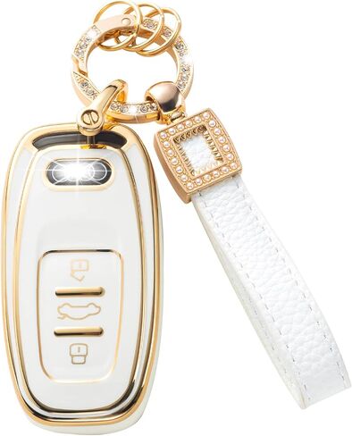 for Toyota Key Fob Cover with Leather Lanyard, Car Key Fob Case Compatible with Toyota 2018-2022 Camry RAV4 Highlander Avalon C-HR Prius Corolla GT86 Smart Key Protector Holder in Saudi Arabia