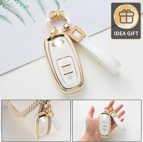 for Toyota Key Fob Cover with Leather Lanyard, Car Key Fob Case Compatible with Toyota 2018-2022 Camry RAV4 Highlander Avalon C-HR Prius Corolla GT86 Smart Key Protector Holder in Saudi Arabia