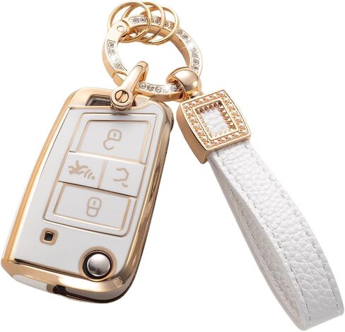 for Toyota Key Fob Cover with Leather Lanyard, Car Key Fob Case Compatible with Toyota 2018-2022 Camry RAV4 Highlander Avalon C-HR Prius Corolla GT86 Smart Key Protector Holder in Saudi Arabia