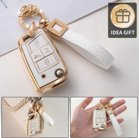 for Toyota Key Fob Cover with Leather Lanyard, Car Key Fob Case Compatible with Toyota 2018-2022 Camry RAV4 Highlander Avalon C-HR Prius Corolla GT86 Smart Key Protector Holder in Saudi Arabia