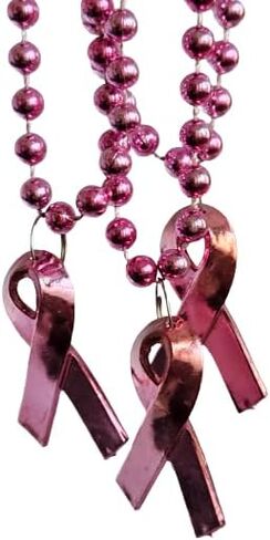 Twilight Bunco Events 12 عقدًا من الخرز على شكل شريط وردي من Mardi Gras - قلادات للتوعية بسرطان الثدي من Mardi Gras Beads - مجموعة من 12 قطعة in Kuwait