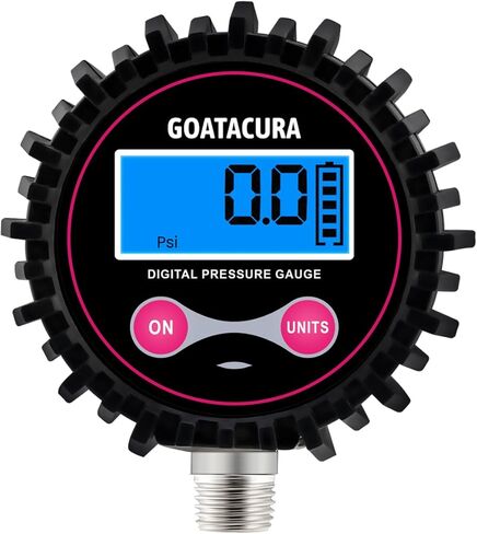0-200psi Digital Air Pressure Gauge, 2-1/2" Dial Size, 1/4'' NPT Bottom Connector, 1% High Accuracy, with Rubber Protector, for Measuring Tire Pressure in Saudi Arabia