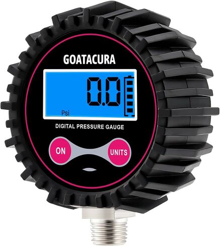 0-200psi Digital Air Pressure Gauge, 2-1/2" Dial Size, 1/4'' NPT Bottom Connector, 1% High Accuracy, with Rubber Protector, for Measuring Tire Pressure in Saudi Arabia