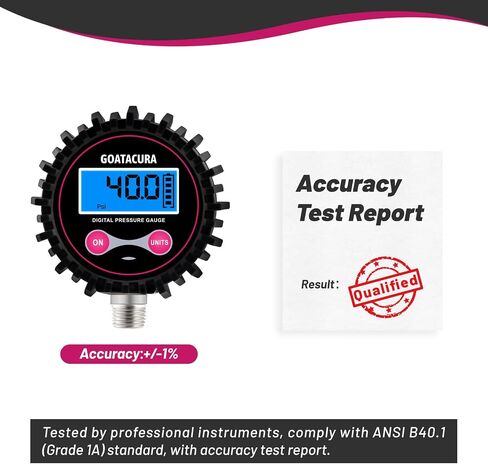 0-200psi Digital Air Pressure Gauge, 2-1/2" Dial Size, 1/4'' NPT Bottom Connector, 1% High Accuracy, with Rubber Protector, for Measuring Tire Pressure in Saudi Arabia