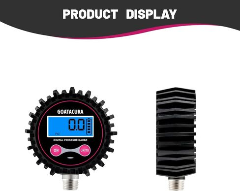 0-200psi Digital Air Pressure Gauge, 2-1/2" Dial Size, 1/4'' NPT Bottom Connector, 1% High Accuracy, with Rubber Protector, for Measuring Tire Pressure in Saudi Arabia
