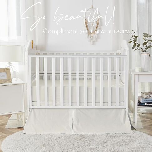 Brandream Beige 3 Pieces Crib Bedding Set for Girls or Boys Quilt,Crib Sheet,Dust Ruffle Skirt, 100% Washed Cotton Like Linen Supersoft Farmhouse Chic Classic Quilted Plaid Design in Saudi Arabia