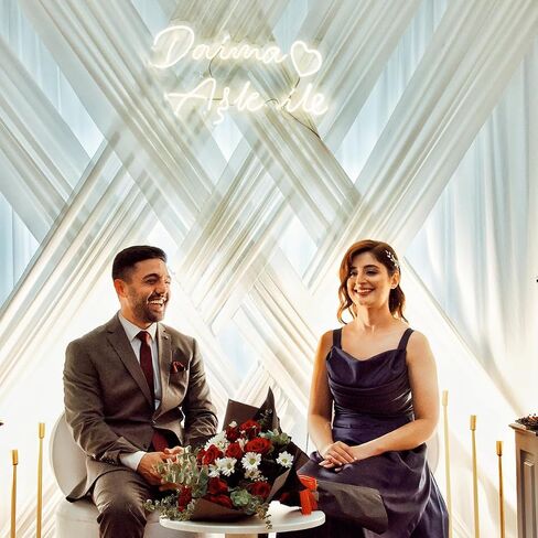 DeZerlor Wedding Draping Fabric Navy Blue Drapes for Backdrop | 29"x20FT, Sheer Curtains for Romantic Bridal Baby Shower Decorations Ceremony Birthday Party Outdoor Events in Saudi Arabia