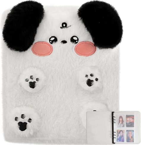 WAYUTO Plush Photocard Binder Kpop Photocard Album with 20Pcs Inner Pages 2x3" Photo Card Holder Cute A6 Photo Album 4-Pocket Detachable Kpop Star Card Holder Black in Saudi Arabia