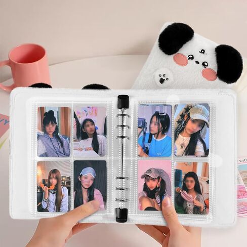WAYUTO Plush Photocard Binder Kpop Photocard Album with 20Pcs Inner Pages 2x3" Photo Card Holder Cute A6 Photo Album 4-Pocket Detachable Kpop Star Card Holder Black in Saudi Arabia