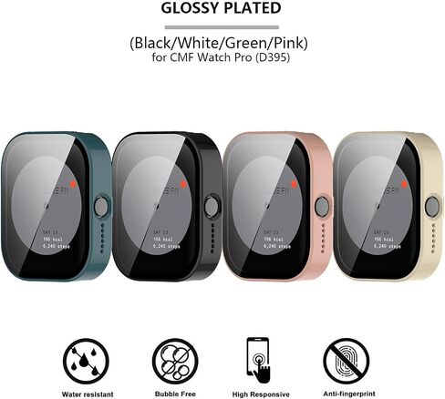 [4-Pack] Case with Tempered Glass Screen Protector Compatible with CMF by Nothing - CMF Watch Pro, Bumper Full Coverage Protective Hard PC Cases Face Cover for CMF Watch Pro (D395) in Saudi Arabia