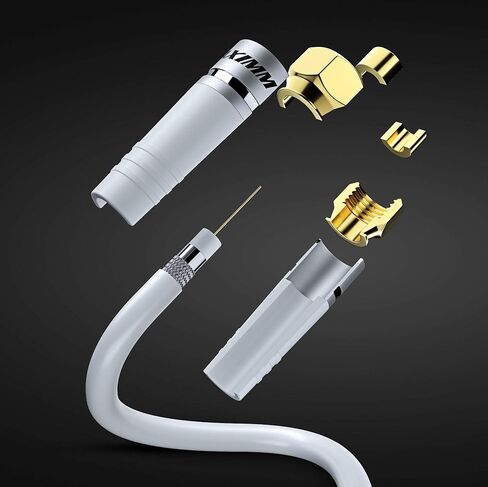 RG6 COAXIAL Cable with 90-Degree Angled Connector - 20ft / White - Triple Shielded, Non-Oxygen Copper Cable Wire for TV, Internet & More - Flexible Coax Cable Cord in Saudi Arabia