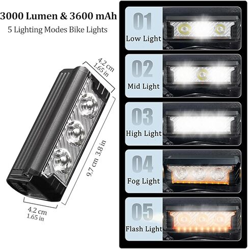 Bike Lights for Night Riding Rechargeable - Super Bright Bike Headlight, Bike Flashlight, IPX5 Waterproof Front Headlight for Mountain Bike Road Bike in Kuwait