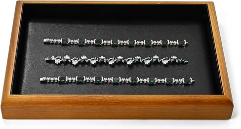 Oirlv Solid Wood 12 Grid Jewelry Organizer Tray Jewelry Drawer Organizer for Rings Earrings Storage Display（Black） in Saudi Arabia