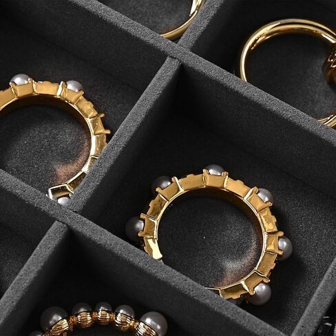 Oirlv Solid Wood 12 Grid Jewelry Organizer Tray Jewelry Drawer Organizer for Rings Earrings Storage Display（Black） in Kuwait