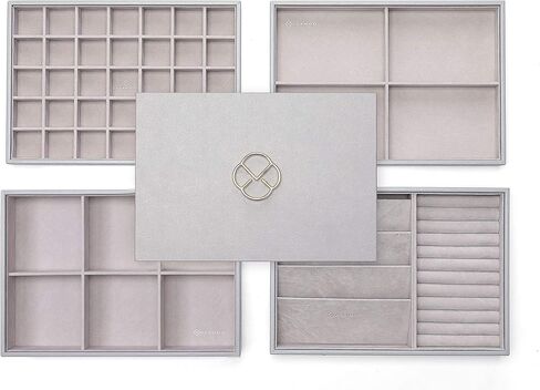 صينية مجوهرات فلاندو ميلر (5 في 1 - رمادي) + علبة مجوهرات صغيرة فياجيو (رمادي) in Kuwait