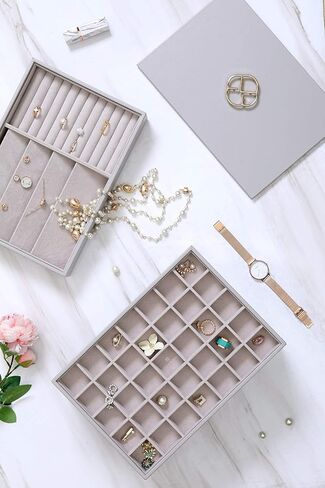 صينية مجوهرات فلاندو ميلر (5 في 1 - رمادي) + علبة مجوهرات صغيرة فياجيو (رمادي) in Kuwait