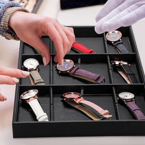 4 Pcs Stackable Cardboard Jewelry Tray Organizer for Drawer 24 Grid Jewelry Drawer Organizer Tray for Rings Earrings(Black) in Saudi Arabia