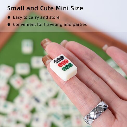 مجموعة drizzle Travel Mahjong 4 في 1 مع طاولة Mahjong - 146 بلاطة بحجم محمول Mah-Jongg - رسومات بحجم البوكر الأسماك والروبيان ورسومات السلطعون - مساكن ألعاب لوحية للسفر in Kuwait