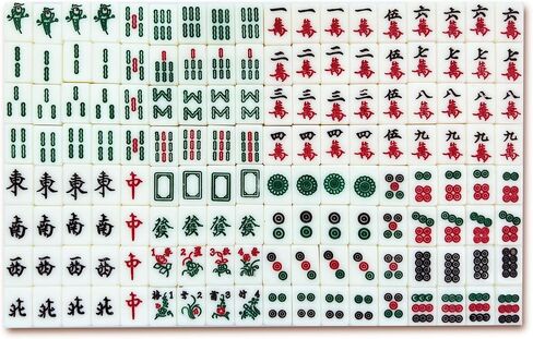 مجموعة drizzle Travel Mahjong 4 في 1 مع طاولة Mahjong - 146 بلاطة بحجم محمول Mah-Jongg - رسومات بحجم البوكر الأسماك والروبيان ورسومات السلطعون - مساكن ألعاب لوحية للسفر in Kuwait