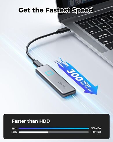 NEWQ SSD 512GB محرك أقراص الحالة الصلبة الخارجي المحمول ببصمة الإصبع، حتى 300 ميجابايت/ثانية، تخزين موثوق للمحترفين والألعاب والطلاب، يمكنك بسهولة تصنيف ألبومات هاتفك ونسخها احتياطيًا إلى SSD عبر التطبيق in Kuwait