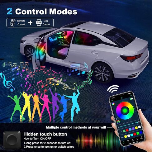 Dreamcolor Acrylic Interior Car LED Strip Light with Wireless APP, RGB 5 in 1 with Fiber Optic Ambient Lighting Kits, 16 Million Colors Sound Active Function Car Neon Lights in Saudi Arabia